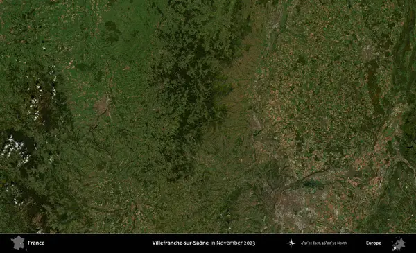 Villefranche-sur-Saone. Copernicus Sentinel 'in Kasım 2023' te çekilmiş uydu görüntüsü üzerine Fransa 'nın idari bölgesi.