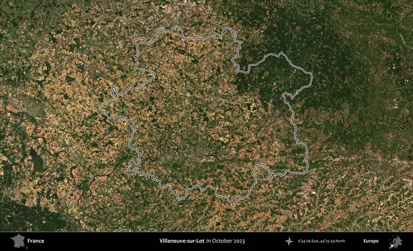 Villeneuve-sur-Lot. Copernicus Sentinel 'in Ekim 2023' te çekilen uydu görüntüsünde Fransa 'nın idari bölgesinin ana hatları belirlendi.