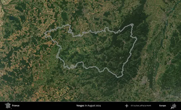 Vosges. Copernicus Sentinel 'in Ağustos 2024' te çekilen uydu görüntüsünde Fransa 'nın idari bölgesinin ana hatları belirlendi.