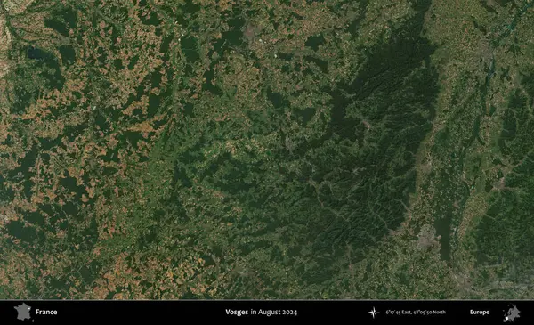 Vosges. Copernicus Sentinel 'in Ağustos 2024' te çekilmiş uydu görüntüsü üzerine Fransa 'nın idari bölgesi.