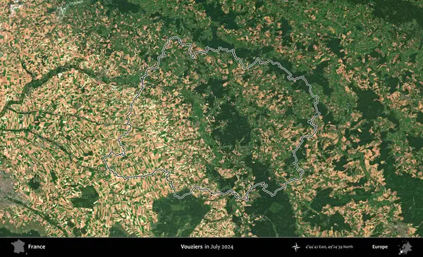 Vouziers. Copernicus Sentinel 'in Temmuz 2024' te çekilen uydu görüntüsünde Fransa 'nın idari bölgesinin ana hatları belirlendi.