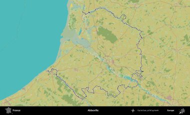 Abbeville 'de. OpenStreetMap İnsani Haritada Fransa 'nın idari alanının ana hatları