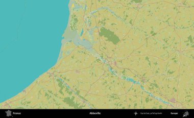 Abbeville 'de. OpenStreetMap İnsani Yardım Stili Haritasında Fransa 'nın idari alanı