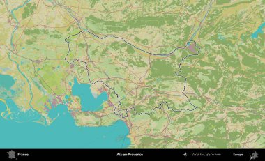 Aix-en-Provence. OpenStreetMap İnsani Haritada Fransa 'nın idari alanının ana hatları