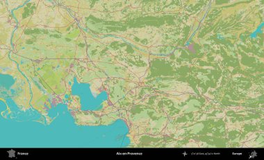 Aix-en-Provence. OpenStreetMap İnsani Yardım Stili Haritasında Fransa 'nın idari alanı
