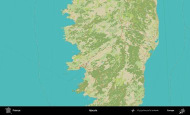 Ajaccio. OpenStreetMap İnsani Yardım Stili Haritasında Fransa 'nın idari alanı