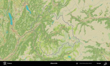 Albertville 'de. OpenStreetMap İnsani Haritada Fransa 'nın idari alanının ana hatları