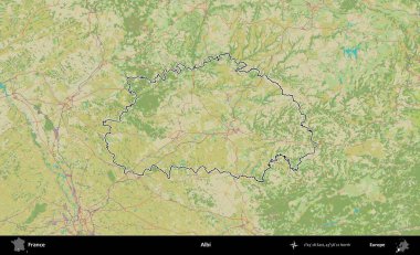 Albi. OpenStreetMap İnsani Haritada Fransa 'nın idari alanının ana hatları