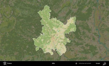 Ales. Fransa 'nın idari alanı karanlık bir OpenStreetMap İnsani Haritası' na vurgulandı ve özetlendi
