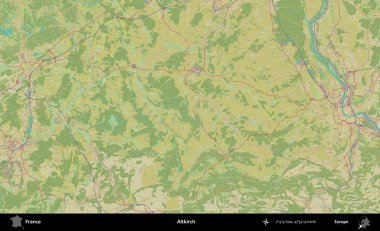Altkirch. OpenStreetMap İnsani Yardım Stili Haritasında Fransa 'nın idari alanı