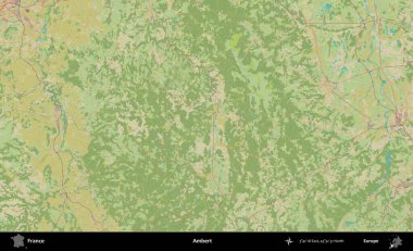 Ambert. OpenStreetMap İnsani Yardım Stili Haritasında Fransa 'nın idari alanı