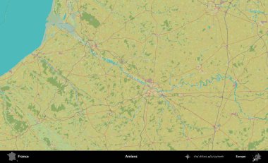 Amiens. OpenStreetMap İnsani Yardım Stili Haritasında Fransa 'nın idari alanı