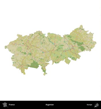 Arjantinli. Fransa 'nın idari bölgesi bir OpenStreetMap İnsani Harita stili haritasında beyaza izole edildi