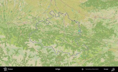 Ariege. OpenStreetMap İnsani Haritada Fransa 'nın idari alanının ana hatları