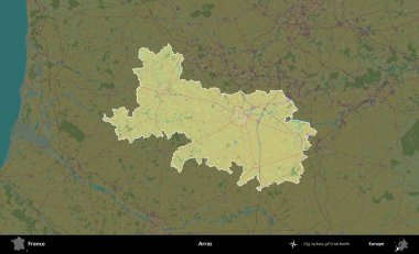 Arras. Fransa 'nın idari alanı karanlık bir OpenStreetMap İnsani Haritası' na vurgulandı ve özetlendi