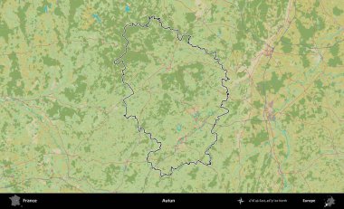Autun. OpenStreetMap İnsani Haritada Fransa 'nın idari alanının ana hatları