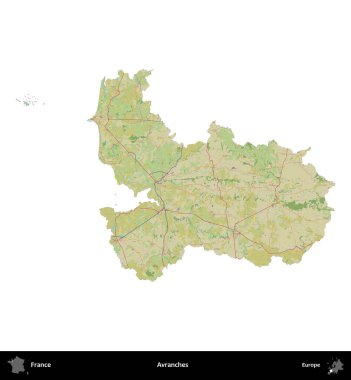 Çığ. Fransa 'nın idari bölgesi bir OpenStreetMap İnsani Harita stili haritasında beyaza izole edildi
