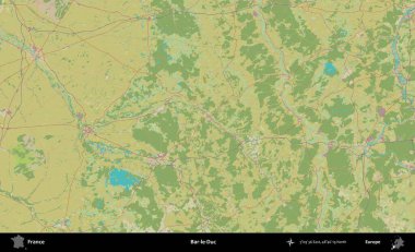 Bar-le-Duc. OpenStreetMap İnsani Yardım Stili Haritasında Fransa 'nın idari alanı