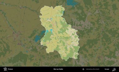 Bar-sur-Aube. Fransa 'nın idari alanı karanlık bir OpenStreetMap İnsani Haritası' na vurgulandı ve özetlendi
