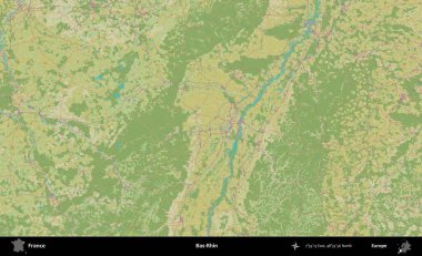 Bas-Rhin. OpenStreetMap İnsani Yardım Stili Haritasında Fransa 'nın idari alanı