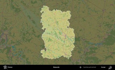 Beauvais. Fransa 'nın idari alanı karanlık bir OpenStreetMap İnsani Haritası' na vurgulandı ve özetlendi