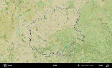 Bellac. OpenStreetMap İnsani Haritada Fransa 'nın idari alanının ana hatları