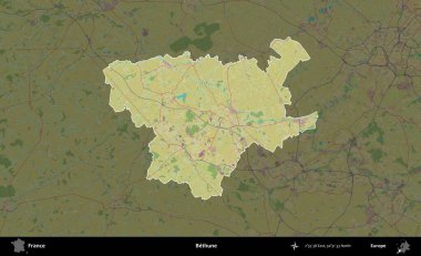 Bethune. Fransa 'nın idari alanı karanlık bir OpenStreetMap İnsani Haritası' na vurgulandı ve özetlendi