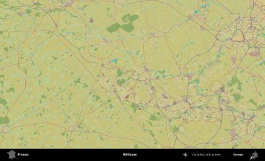 Bethune. OpenStreetMap İnsani Yardım Stili Haritasında Fransa 'nın idari alanı