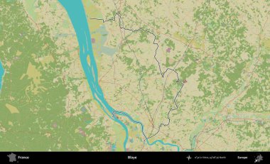 Blaye. OpenStreetMap İnsani Haritada Fransa 'nın idari alanının ana hatları