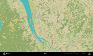 Blaye. OpenStreetMap İnsani Yardım Stili Haritasında Fransa 'nın idari alanı