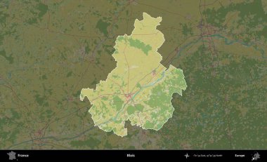 Blois. Fransa 'nın idari alanı karanlık bir OpenStreetMap İnsani Haritası' na vurgulandı ve özetlendi