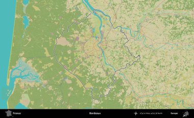 Bordo şarabı. OpenStreetMap İnsani Haritada Fransa 'nın idari alanının ana hatları