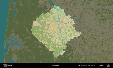Bordo şarabı. Fransa 'nın idari alanı karanlık bir OpenStreetMap İnsani Haritası' na vurgulandı ve özetlendi