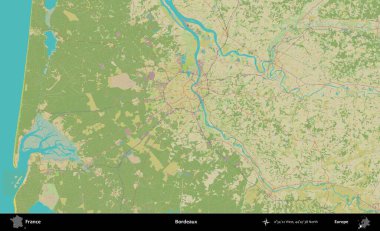 Bordo şarabı. OpenStreetMap İnsani Yardım Stili Haritasında Fransa 'nın idari alanı