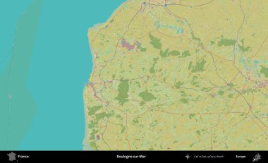 Boulogne-sur-Mer. OpenStreetMap İnsani Yardım Stili Haritasında Fransa 'nın idari alanı