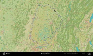 Bourg-en-Bresse. OpenStreetMap İnsani Haritada Fransa 'nın idari alanının ana hatları