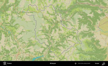 Briancon. OpenStreetMap İnsani Haritada Fransa 'nın idari alanının ana hatları