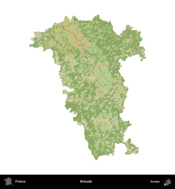 Gelin hanım. Fransa 'nın idari bölgesi bir OpenStreetMap İnsani Harita stili haritasında beyaza izole edildi