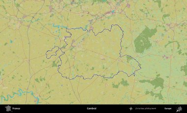 Cambrai. OpenStreetMap İnsani Haritada Fransa 'nın idari alanının ana hatları