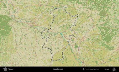 Castelsarrasin. OpenStreetMap İnsani Haritada Fransa 'nın idari alanının ana hatları
