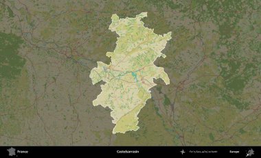 Castelsarrasin. Fransa 'nın idari alanı karanlık bir OpenStreetMap İnsani Haritası' na vurgulandı ve özetlendi