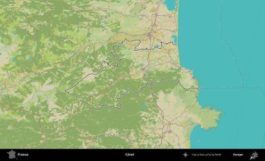 Çerçeve. OpenStreetMap İnsani Haritada Fransa 'nın idari alanının ana hatları