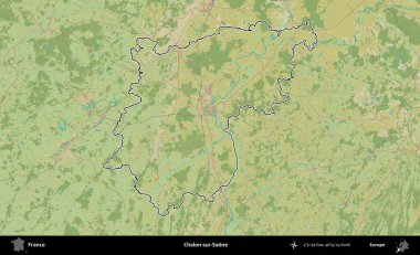 Chalon-sur-Saone. OpenStreetMap İnsani Haritada Fransa 'nın idari alanının ana hatları