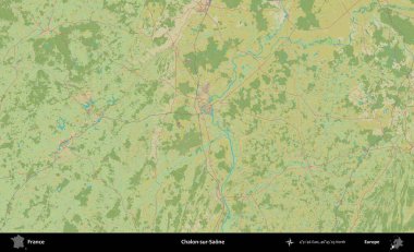 Chalon-sur-Saone. OpenStreetMap İnsani Yardım Stili Haritasında Fransa 'nın idari alanı