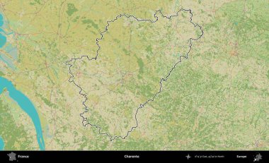 Charente. OpenStreetMap İnsani Haritada Fransa 'nın idari alanının ana hatları