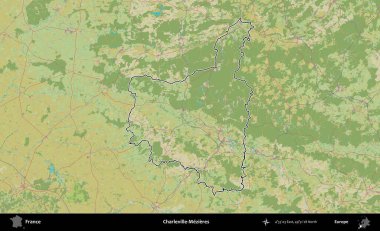 Charleville-Mezieres. OpenStreetMap İnsani Haritada Fransa 'nın idari alanının ana hatları