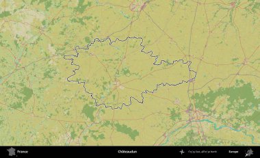 Chateaudun. OpenStreetMap İnsani Haritada Fransa 'nın idari alanının ana hatları