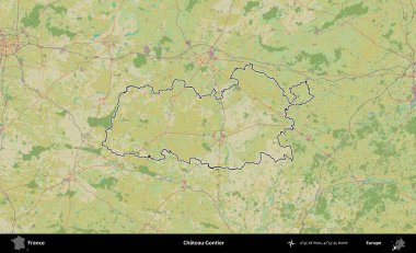 Şato-Gontier. OpenStreetMap İnsani Haritada Fransa 'nın idari alanının ana hatları