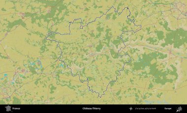 Şato-Thierry. OpenStreetMap İnsani Haritada Fransa 'nın idari alanının ana hatları