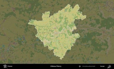 Şato-Thierry. Fransa 'nın idari alanı karanlık bir OpenStreetMap İnsani Haritası' na vurgulandı ve özetlendi